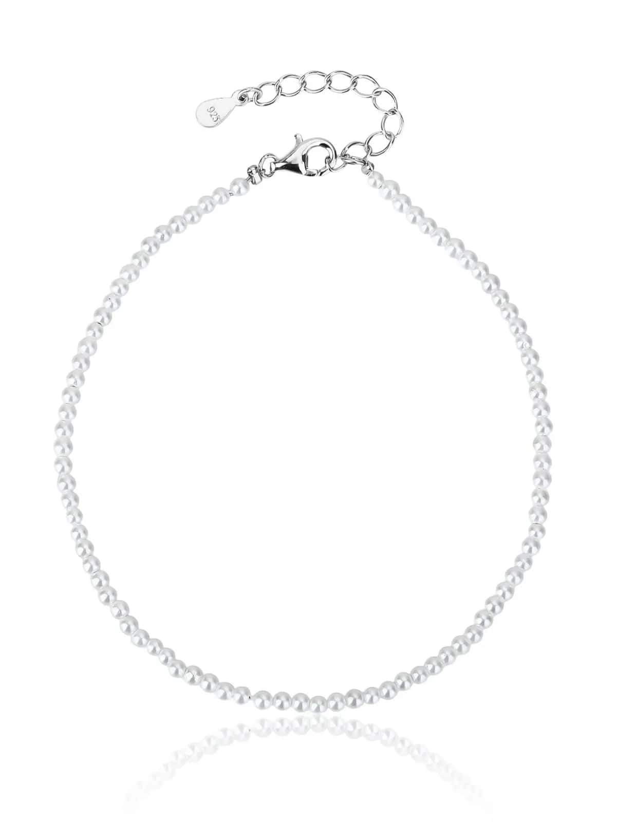 Pulsera de perlas de concha, plata de ley 925 con baño de rodio (18 + 4 cm)