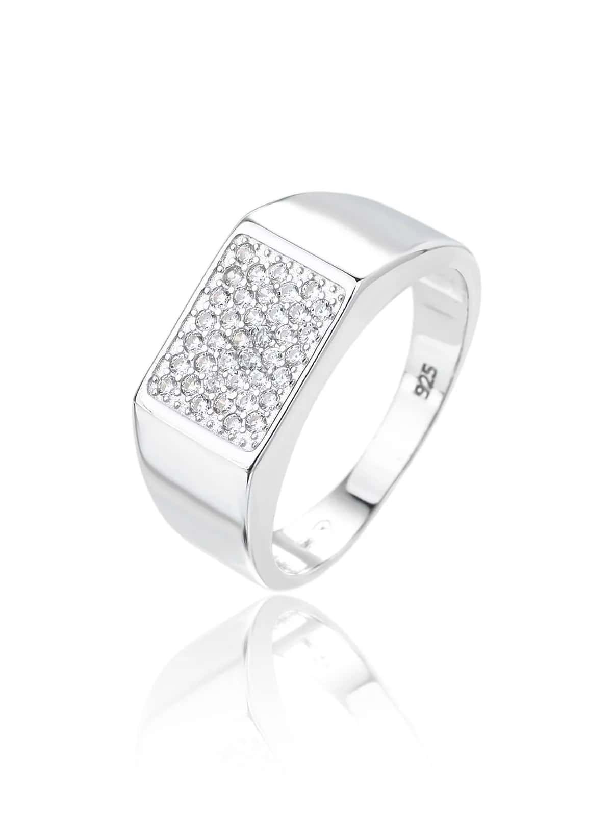 Anillo de plata para hombre con circonitas blancas