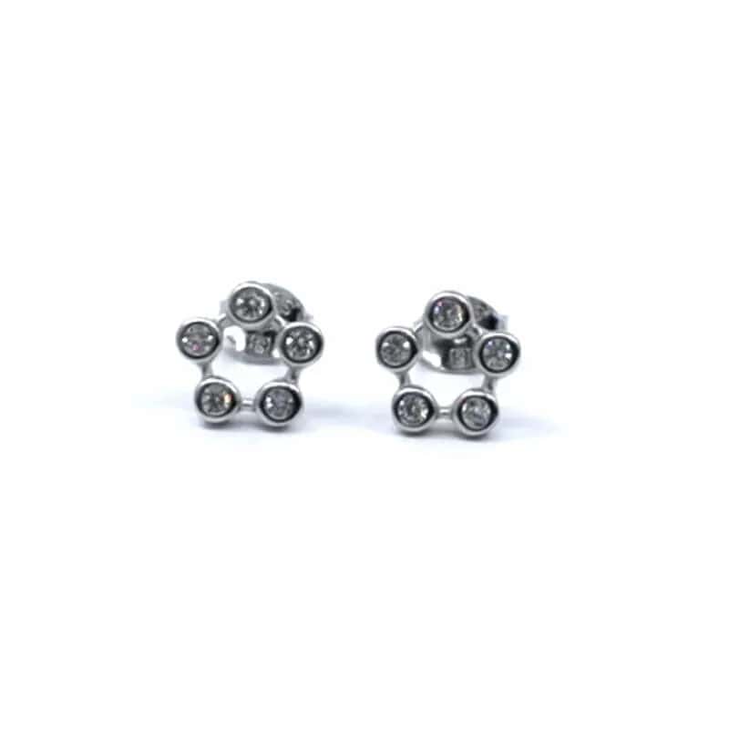 Pendientes redondos de plata con piedras blancas
