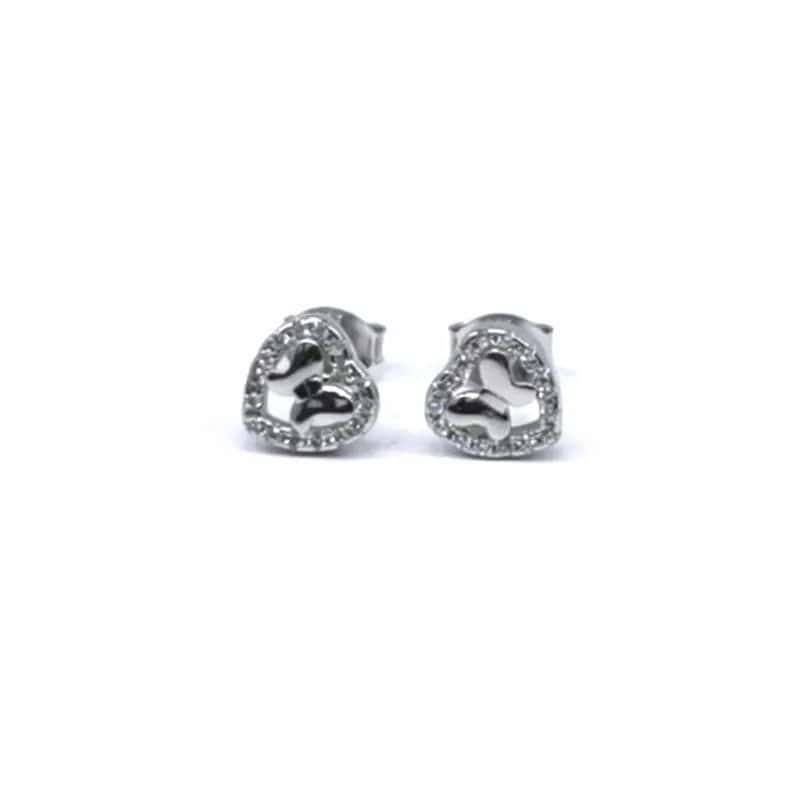 Pendientes de plata con corazón y mariposa