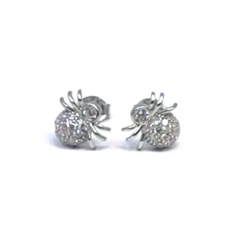 Pendientes de araña de plata con piedras blancas